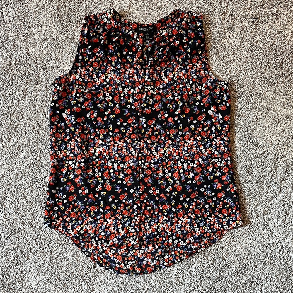 Rachel Zoe Navy and Red Floral Blouse